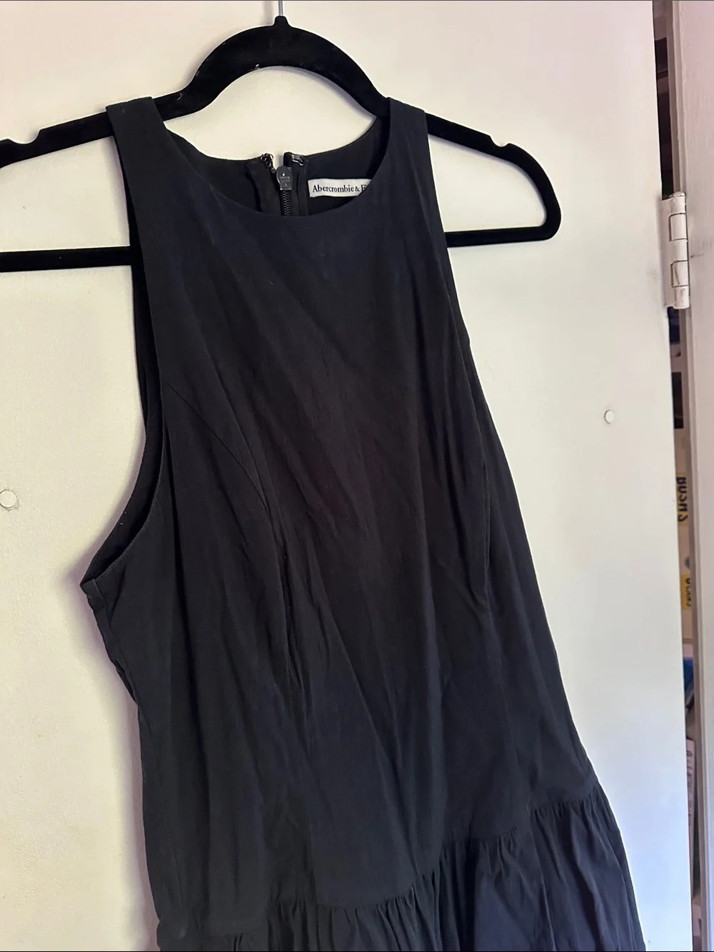 Abercrombie & Fitch Women's Black Drop-Waist Midi Dress
